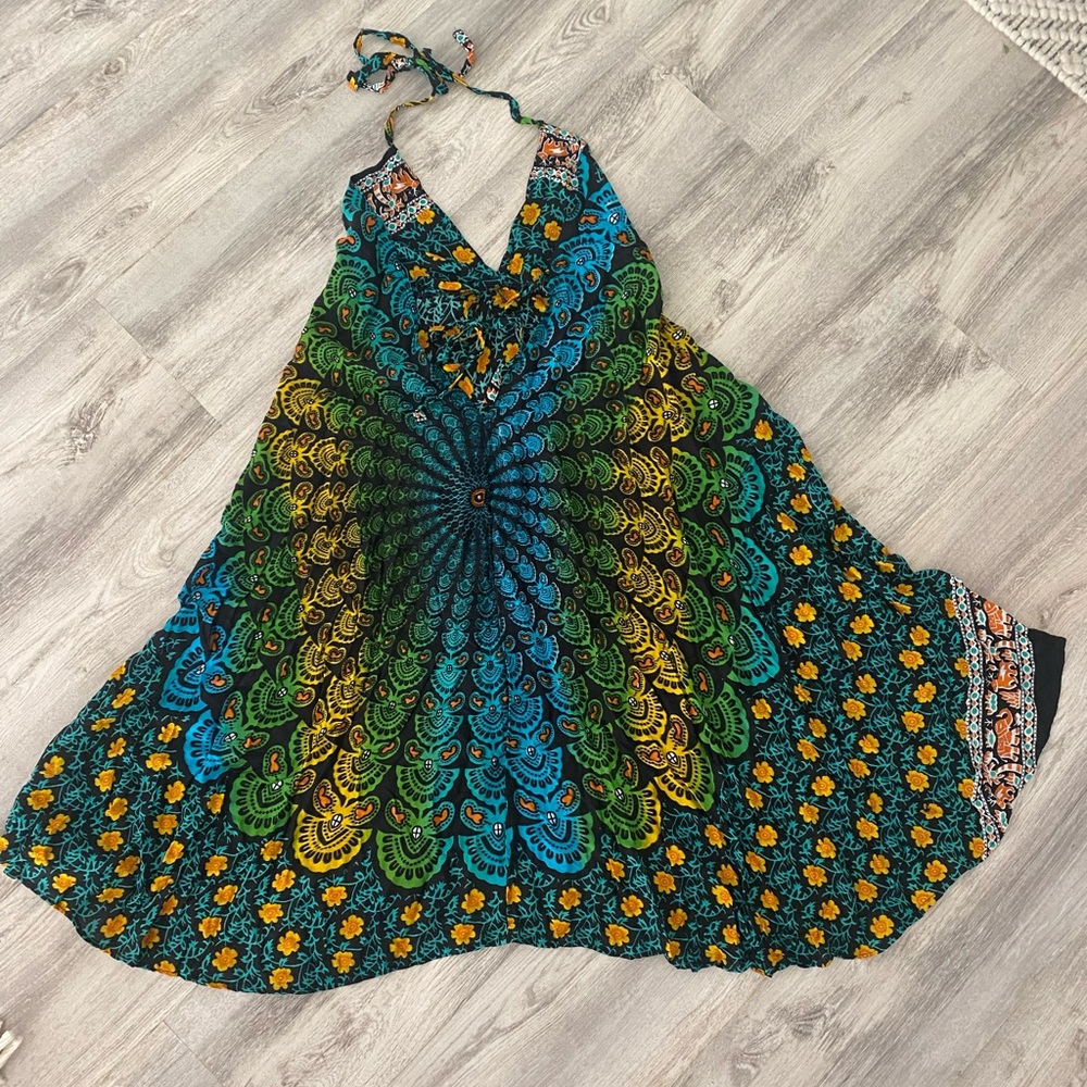 Mandala High Low Dress with Open Back